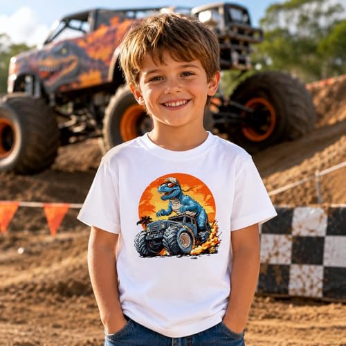 Image of Dinosaur Shirt for Kids Boys Girls Funny Toddler Dino Short Sleeve Graphic Cotton Tee Top 2-7T