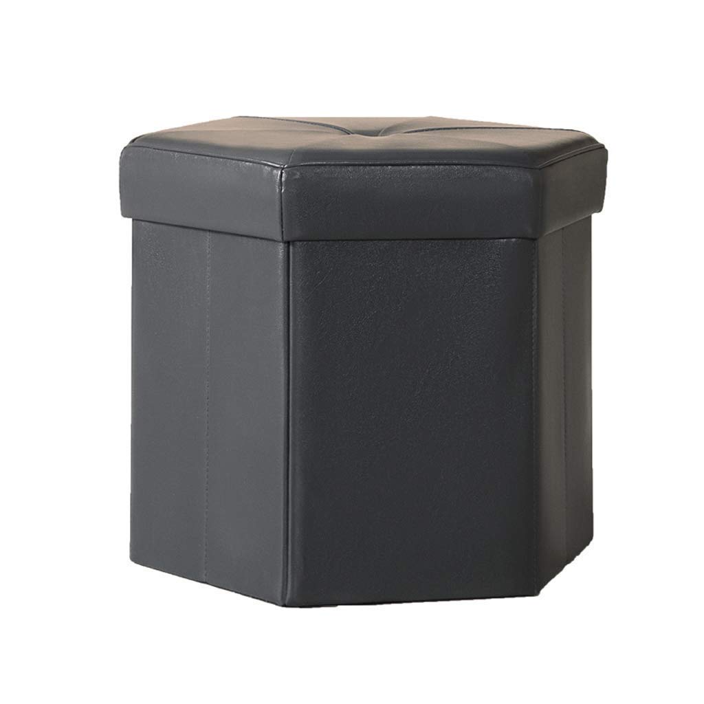 Tabouret de rangement pouf hexagone multifonction gris foncé pour salon