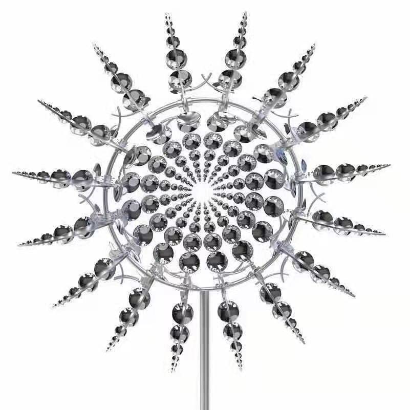 Gouisalin Girandole a vento decorative da giardino, Mulino A Vento in Metallo Scultura a vento, Grandi impermeabili decorazione artistica per patio,34CM*160.5CM(Blu