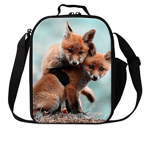 Dispalang 43224-10683 Fox Print Lunch Bags For Children Girls Insulated Lunch Box Bags Small Kids Animal Lunch Container cover