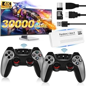 Wireless Retro Game Console, Plug and Play Video Game Stick Built in 30000+ Games,23 Classic Emulators, 4K High Definition HDMI Output for TV with Dual 2.4G Wireless Controllers(gray)