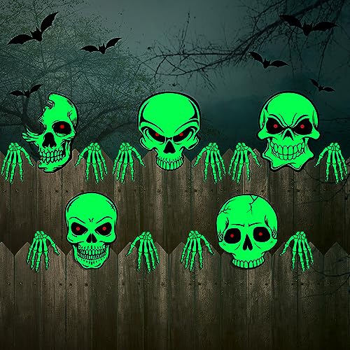 Dandat 5 Pcs Halloween Fence Peeker Decoration Halloween Yard Signs