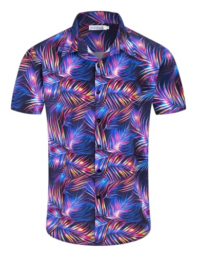 Image of Yoimira Hawaiian Shirts for Men, Print Mens Casual Short Sleeve Button Down Shirts Floral Aloha Beach Shirt