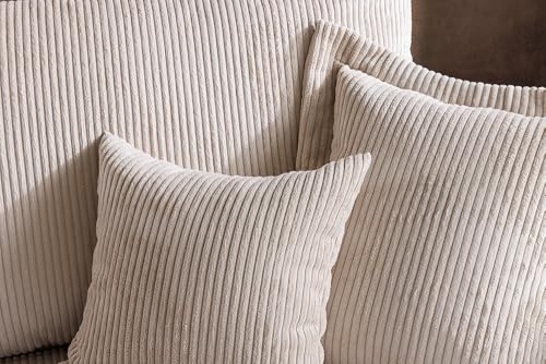 Riess Ambiente Design Ecksofa Atmosphere XL 245cm - Beige - Cord Federkern 3-Sitzer inkl. Kissen Eckcouch Couch Sofa – Bild 5