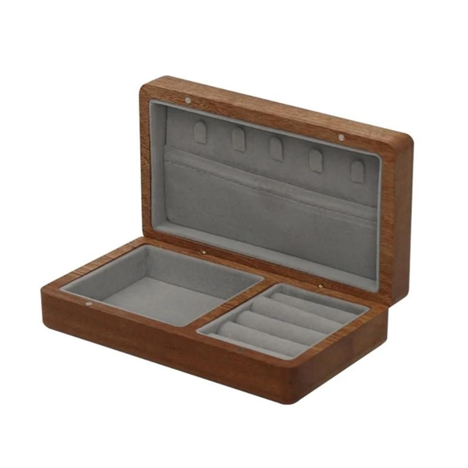 Boîte à bagues en bois de noyer, boîte à bijoux, boîte à alliances, boucles d'oreilles, bagues, boîte de rangement, organisateur de bijoux, boîte d'emballage cadeau, boîtes à bagues pour bijoux (gris