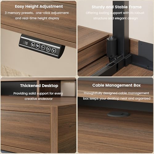 Image of ModernMate Electric Standing Desk with 3 Drawers & Monitor Shelf