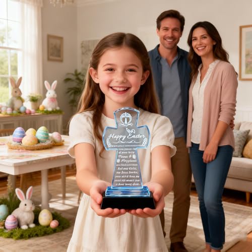 Image of Qianwei Easter Gifts for Girls Women - Catholic Crystal Gifts for Women Girls - Confirmation First Communion Baptism Religious Christian Engraved Gift