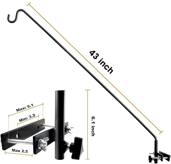 ERYTLLY Extended Rail Hook Fence Deck Heavy Duty Bird Feeder Hook 360 Degree Rotary and Length Adjustable Plant Bracket for Bird Feeders, Planters, Suet Baskets, Lanterns, Wind Chimes and More by ERYTLLY - Image 4