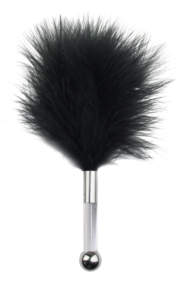 Accesorios de juego de herramientas de masaje de mango animado de plumas negras multifuncionales - por amor