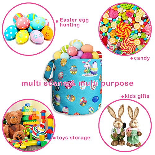 image for Fancymall Easter Bunny Bags Easter Eggs Hunt Baskets for Kids with Han