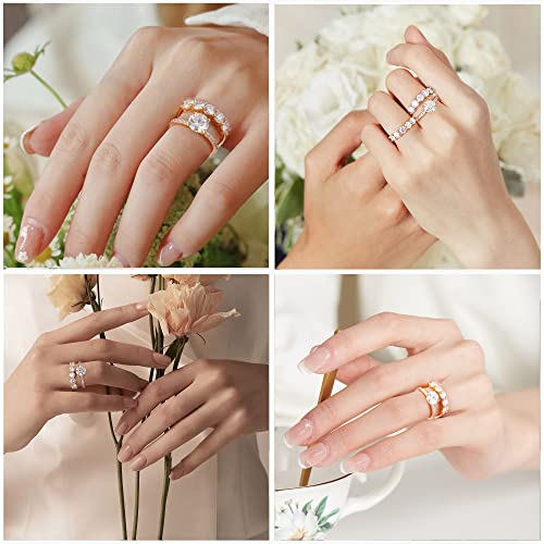 Smilest 5 Stone Moissanite Anniversary Rings For Women, D Color Vvs1 Clarity Lab Created Diamond Band 18K Yellow Gold Plated S925 Sterling Silver Moissanite Stackable Rings For Women Wedding Band #TOP4