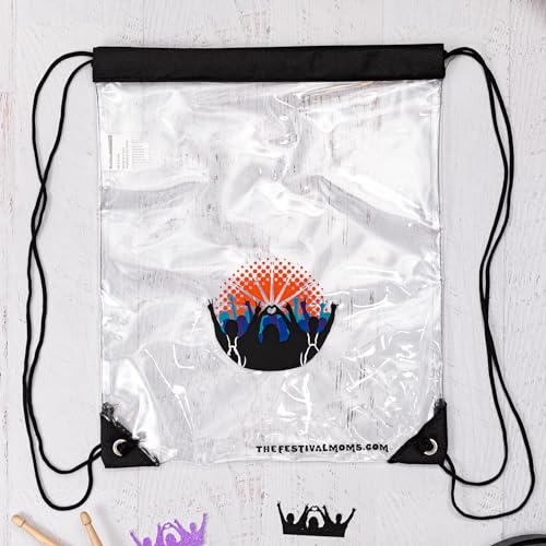Clear Drawstring Bag for Festivals and Concerts, 16" x 13"2