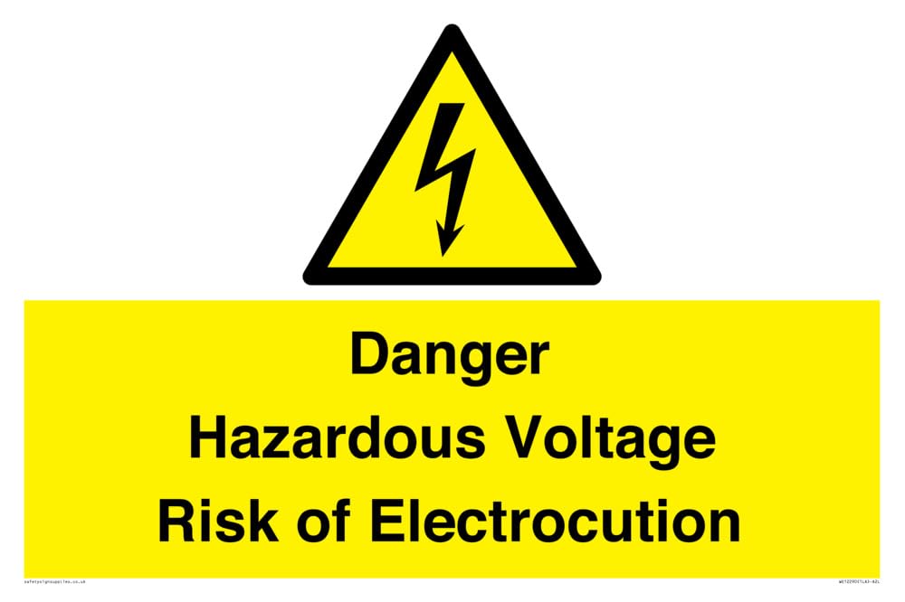Danger Hazardous Voltage Risk of Electrocution Sign - 600x400mm - A2L