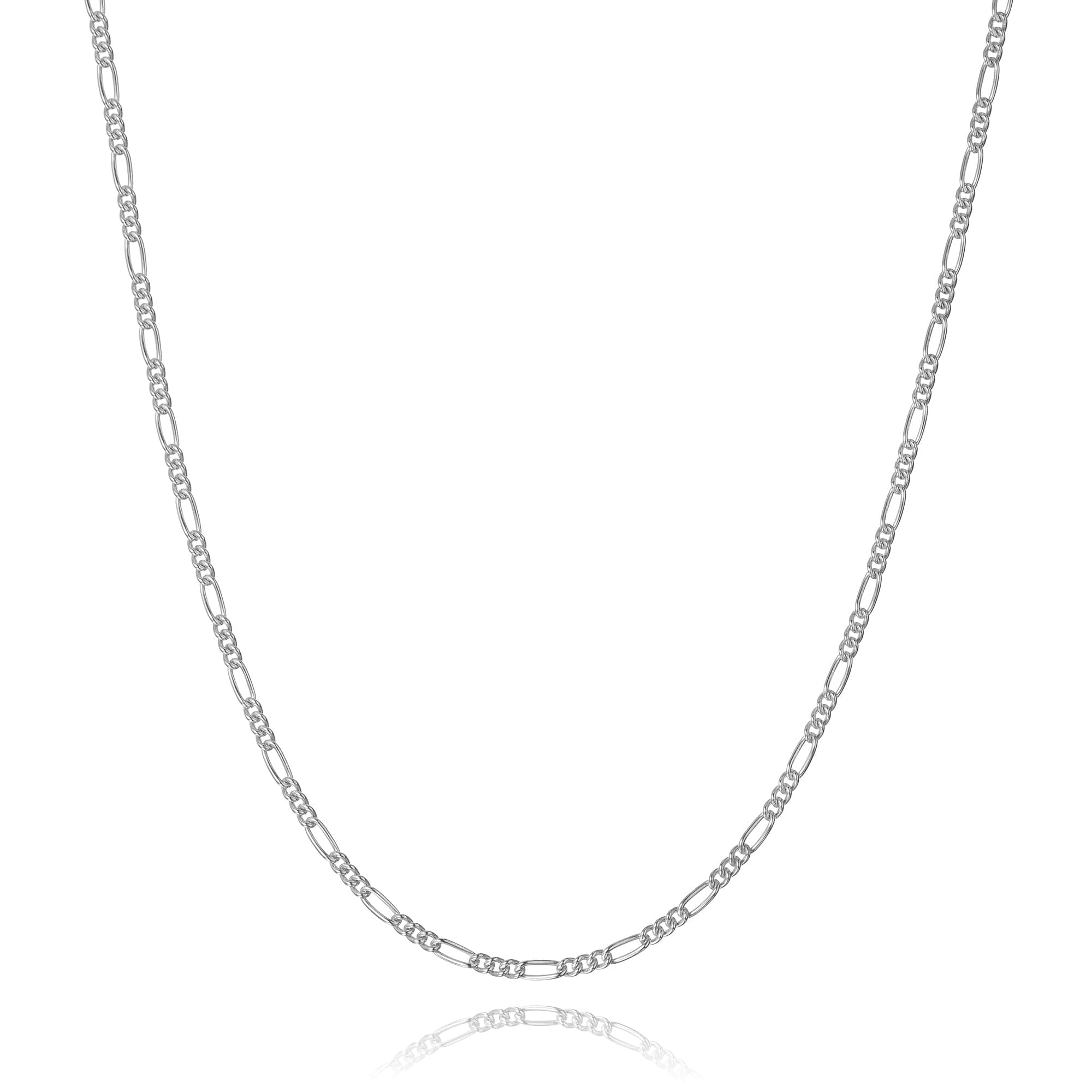 Ariana Lucci 14K White Gold Filled Figaro Chain Necklace for Women and Men, Non Tarnish Italian Link Chain, Unisex 2.2mm Width Size, Genuine 1/20 14K Gold Filled Made in Italy, Choose Length 16"-36"