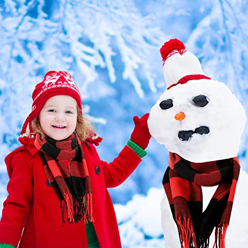 Neer 4 Pcs Christmas Buffalo Plaid Scarf for Women Red Warm Soft Classic Scarf for Kid Family Men Dog Xmas Gift4