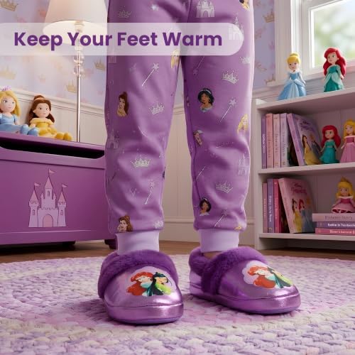 Image of Disney Girls' Slippers - Disney Princess and Frozen Fuzzy Slippers (Toddler /Little Girl)