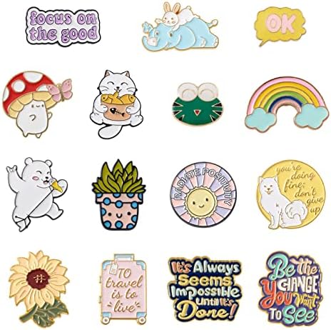 PandaHall 20pcs Alloy Plant Enamel Pin Badges 20 Styles Cactus Green Plant Cartoon Brooch Pin Badges Lapel Badges for Clothing Bags Jackets Backpacks Accessories Supplies