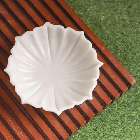 SWADESHI BLESSINGS HandCrafted Marble Lotus Bowl/Organic Modern Home Decor Bowl/Fruit Bowl/Vintage Ring Dish/Decorative Flower Bowl/HouseWarming Gifts/Wedding Gifts/Urli (6 Inches) Cover