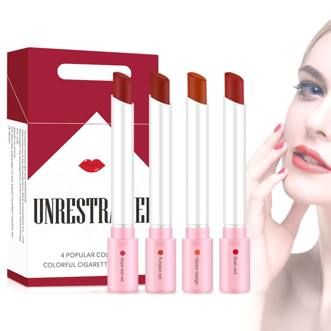 1 set cigarrillo de lápiz labial mate 4 colores maquillador de terciopelo humectante cosmético lápiz labial liso duradero