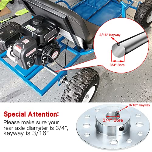 Image of GREHUA Go Kart Sprocket Hub 3 /4 inch Bore 3 /16 inch Keyway with Hardware Kit Compatible with Drift Trike Carter Mini Bike Dune Buggy Quad ATVs Rear Axle Rod Brake Drum Mounting Steel Heavy Duty Parts
