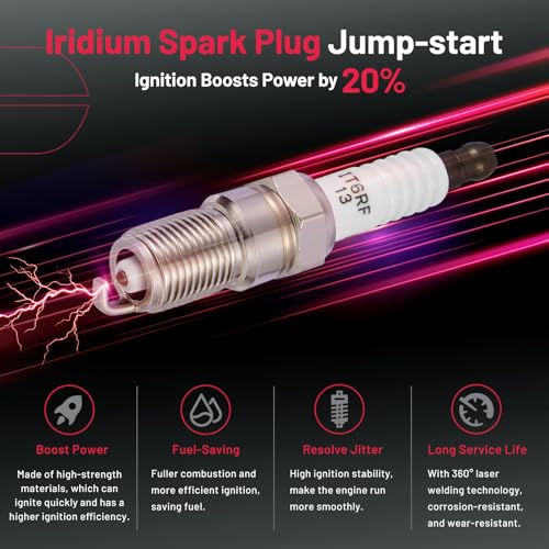 Image of BDFHYK 4 Ignition Coil Pack UF541 and 4 Iridium Spark Plug SP432 Compatible with Mazda 2006-2007 5 2.3L l4 Coil for 5C1741 C779 5C1741 COP271 GN10400 48736 1788395