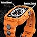 GELISHI Bands Compatible for Apple Watch Band 45mm 44mm 42mm, Men Sport Rugged Band with Protective Case for Watch Series 9 8 7/Series 6 SE 5 4 3, Orange