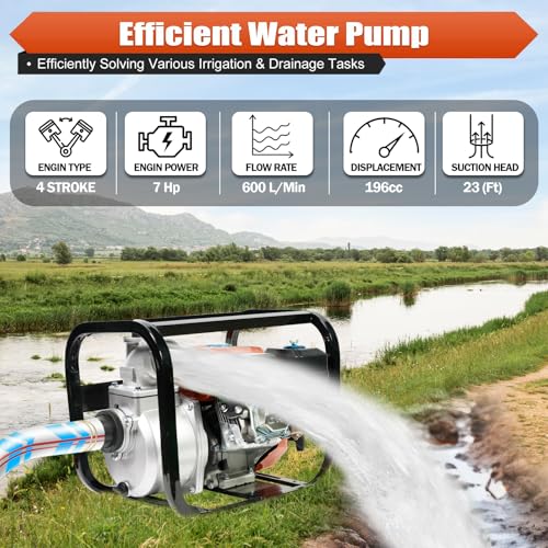 Image of Neptune Simplify Farming NPP-30 Pro 7 HP Petrol Water Pump with 4 Stroke 196CC Petrol Engine 3600 RPM Pump Ideal for Agriculture, Farming, Irrigation and Draining