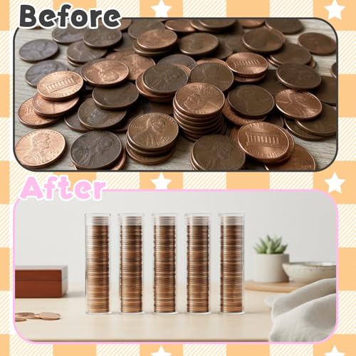 Set de 40 Tubos Plásticos Transparentes para Monedas miniatura 4