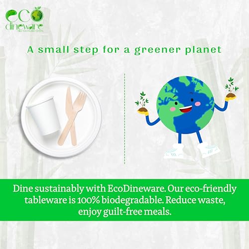 Image of Eco Dineware 11 Inch 4 Compartment 100 Pack Round Biodegradable Bagasse Plates Compostable Disposable Food Plates Dinnerware Recyclable Multiperpose Plate