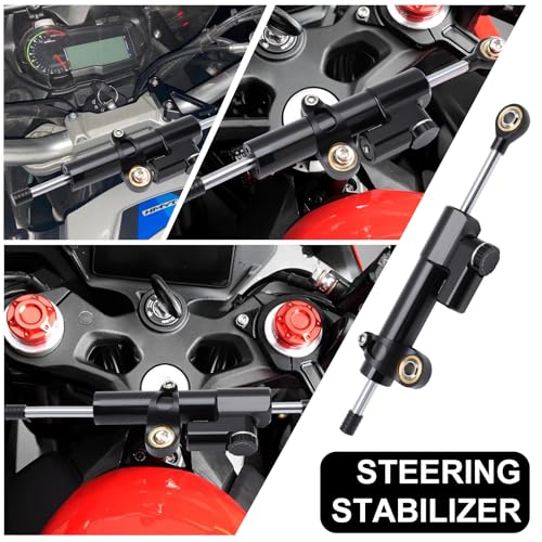 Image of KIMISS Steering Damper With Bracket, Aluminum Universal Motorcycle Steering Damper Stabilizer Linear Reversed Safety Control | Universal Fit for Most Motorcycles, Anti-oxidising and durable, Adjuster operate smoothly and correctly, High quality