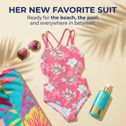 Image of Kanu Surf Girls' Beach Girl Sport Cut-Out One Piece Swimsuit