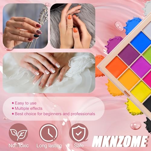 Image of 16 Colors Nail Pigment Powder Palette, Ombre Nails Set Colored Nail Powder Pigmentos para Unas, French Aura Nail Art Palette Long-lasting Manicure DIY Accessories