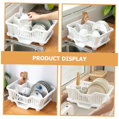Práctico escurridor de platos hecho de material multifuncional que ahorra espacio, diseño blanco, fácil de montar, escurridor de platos de cocina para fregaderos y superficies de trabajo