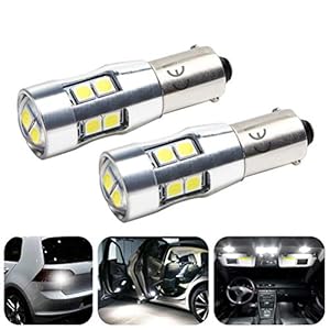 BA9S T4w 1895 Ampoules 12v-24v LED Voiture, à Base de Contact Unique, Blanc 6000K Avec projecteur à lentille, pour feu de recul, éclairage intérieur. (2 pièces)