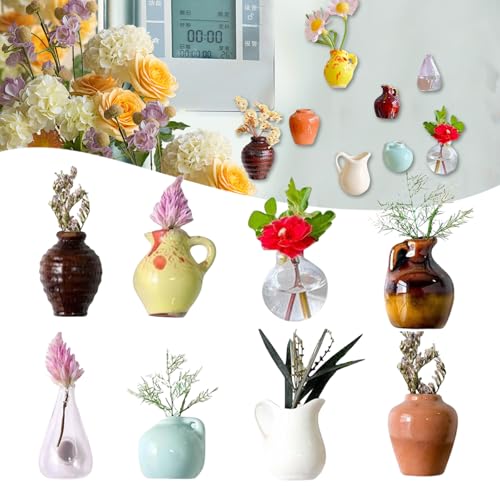 Mini imanes jarrón cerámico para refrigerador, 8 piezas miniatura 1