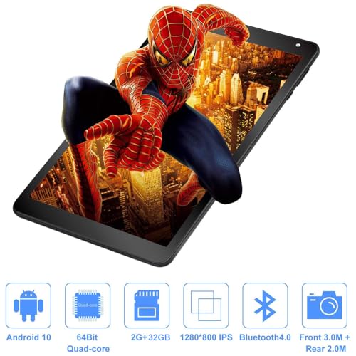 AWOW 10,1-Zoll-Tablet, 5000 mAh Akkulaufzeit, 2 GB RAM und 32 GB Speicher, Micro-SD-Karte mit bis zu 128 GB, Android 10 Go Edition, 800 1280 HD IPS-Display, 1,5 GHz Quad-Core-Prozessor