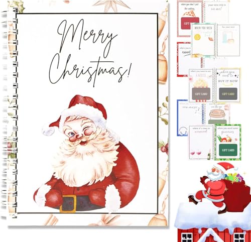 Funfunman Christmas Gift Card Book - Surprises On Every Page DIY Spiral-Bound College Survival ChristmasGift Card Book Holder Personalized Xmas Gifts for Friends Students Family (Santa Claus)