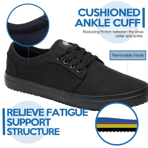 Image of Non-Slip Work Shoes for Men & Women, Unisex Water-Resistant Slip-Resistant (Wet & Greasy) Canvas Sneakers for Food Service, Comfortable Restaurant Shoes for Chef Server, Culinary Kitchen Cook Shoes
