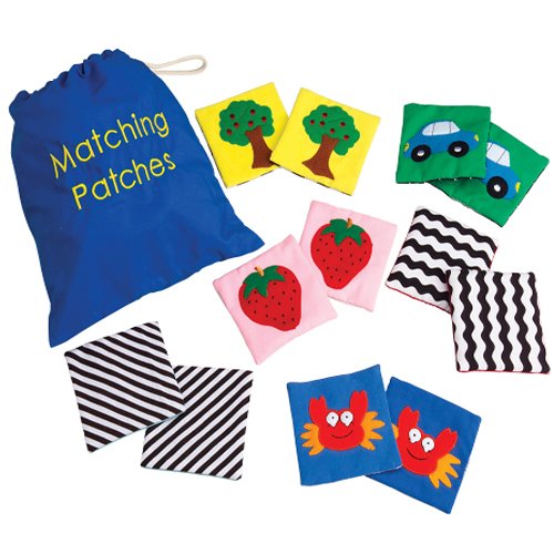 Constructive Playthings Kids Tactile Matching Patches with Storage Bag, 12 pcs., Multicolor