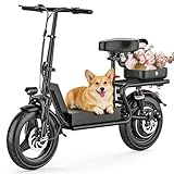 Electric Scooter with Seat for Adults, 1400W Peak Motor, 48V 18Ah Battery, Up to 25MPH & 45 Miles Range, 14'x2.5' Fat Tires, Dual Suspension, Foldable E-Scooter with Rear Box for Commuting & Groceries