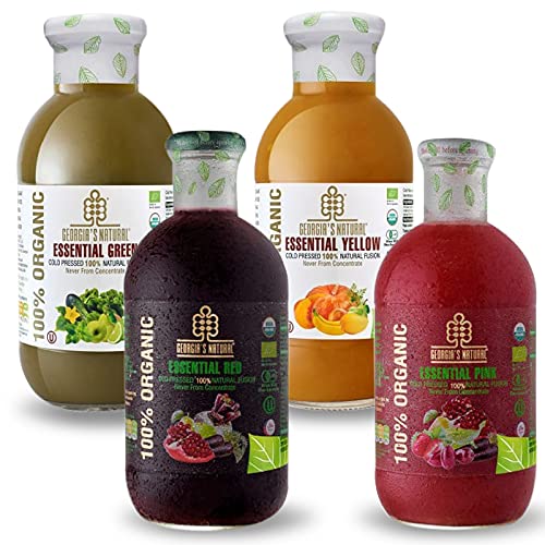 Georgia’s Natural Essential Natural Juice – 12-Pack Organic Juice Variety Pack – Cold-Pressed Juice 