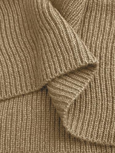 Image of ZAFUL Women's V Neck Cable Knit Sweater Long Sleeve Ribbed Crop Tops Wrap Surplice Solid Casual Pullover Jumper