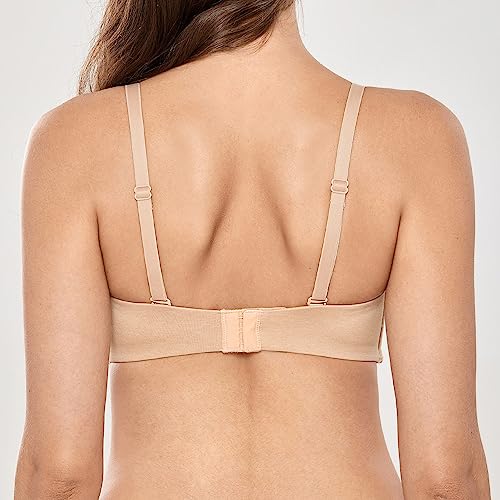 Image of DELIMIRA Women's Strapless Bra Minimizer Seamless Underwire Unlined Bandeau for Big Bust