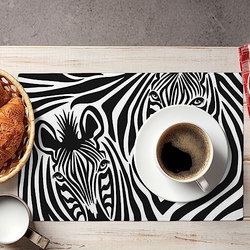 Sets de table aspect lin de qualité supérieure Zebra résistants et antidérapants pour buffet - 8