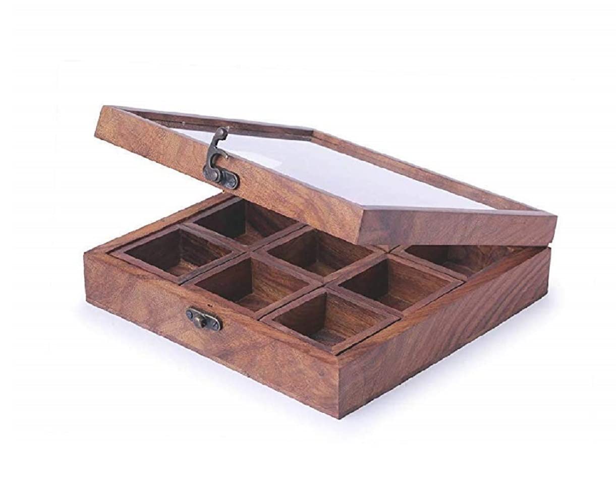 Sooq Veritas Sheesham Wood Spice Box/Dry Fruits Container with Spoon