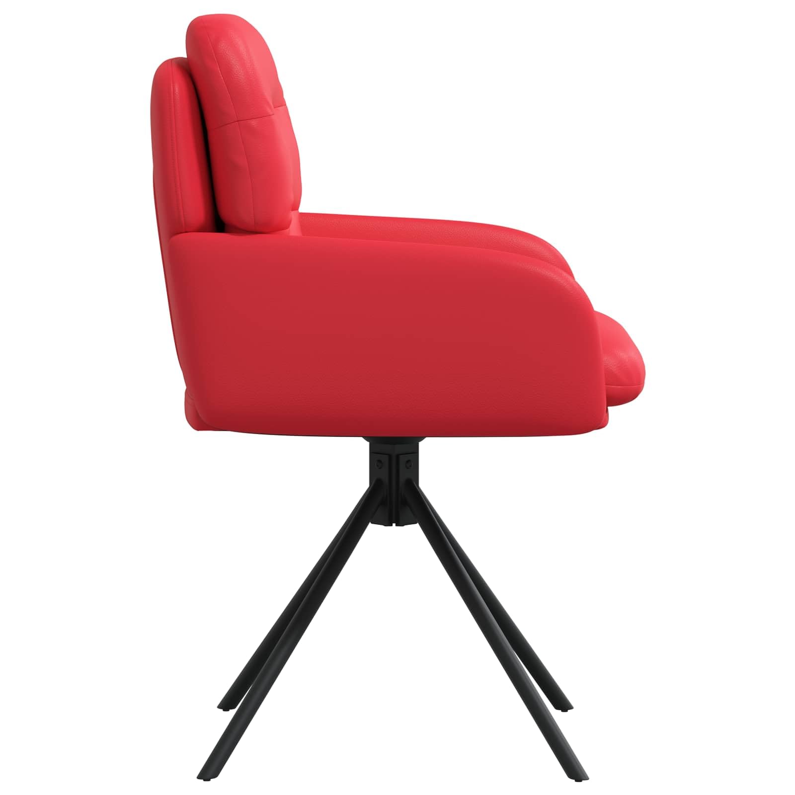 Sillas de comedor giratorias, 2 piezas, piel sintética, color rojo | Base 360°, marco de metal, asiento transpirable, reposabrazos confort, capacidad de 110 kg