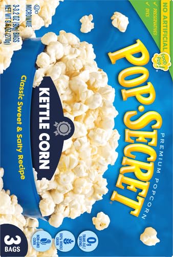 Image of Pop Secret Popcorn, Kettle Corn, 3.2 Ounce Microwave Bags, 3 Count Box