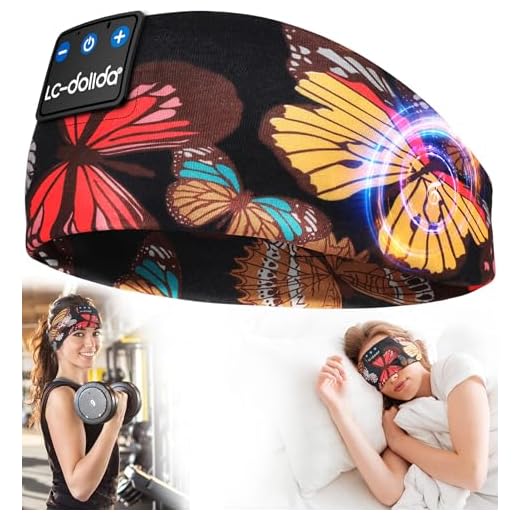 LC-dolida Sleep Headphones Headband Bluetooth 5.4, Sports Headband Earphones Wireless with Speaker Microphone USB C for Women Sleeping Gift Workout Jogging Yoga Insomnia Travel Meditation, Butterfly