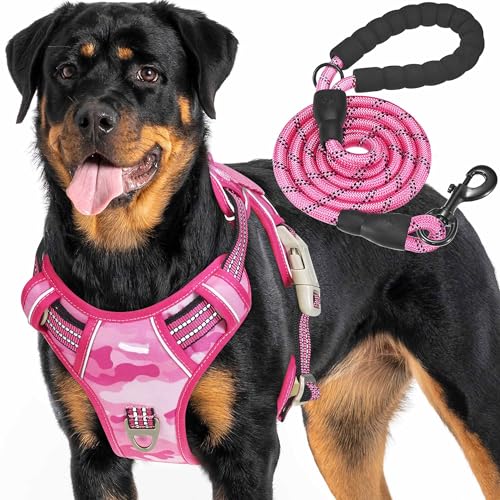 Haapaw Heavy Duty tactisch hondenharnas voor grote honden, anti-trek, verstelbaar huisdierenharnas, reflecterende servicetraining gemakkelijke controle, huisdiervest, militaire werkhondenharnassen