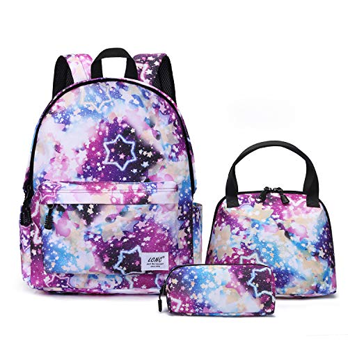 Bolsas escolares para niñas y niños, Galaxy resistente al agua, mochila básica para estudiantes G-galaxy Star Set Talla única
